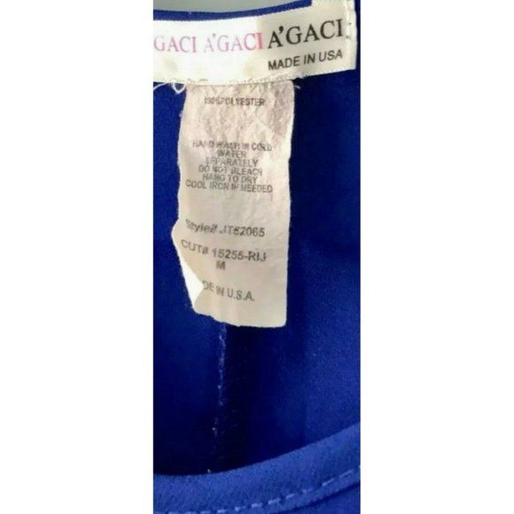 AGACI Women’s Flowy Top Chiffon Blue Blouse Medium #A71 - Picture 4 of 9